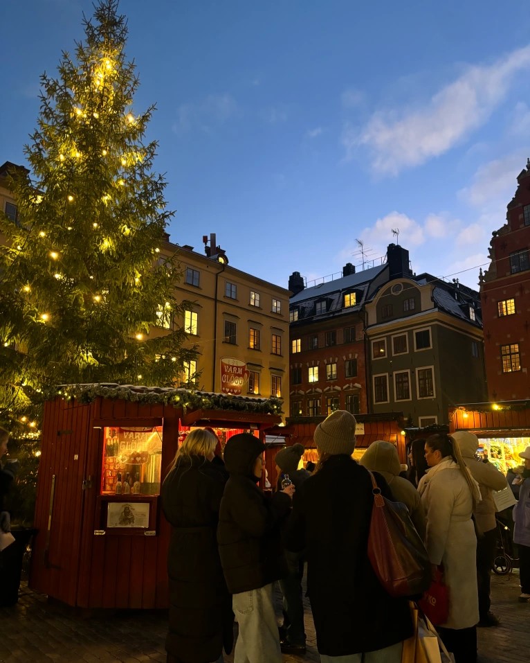 Gamla Stan (Stockholm Old Town) lit up for the holidays.